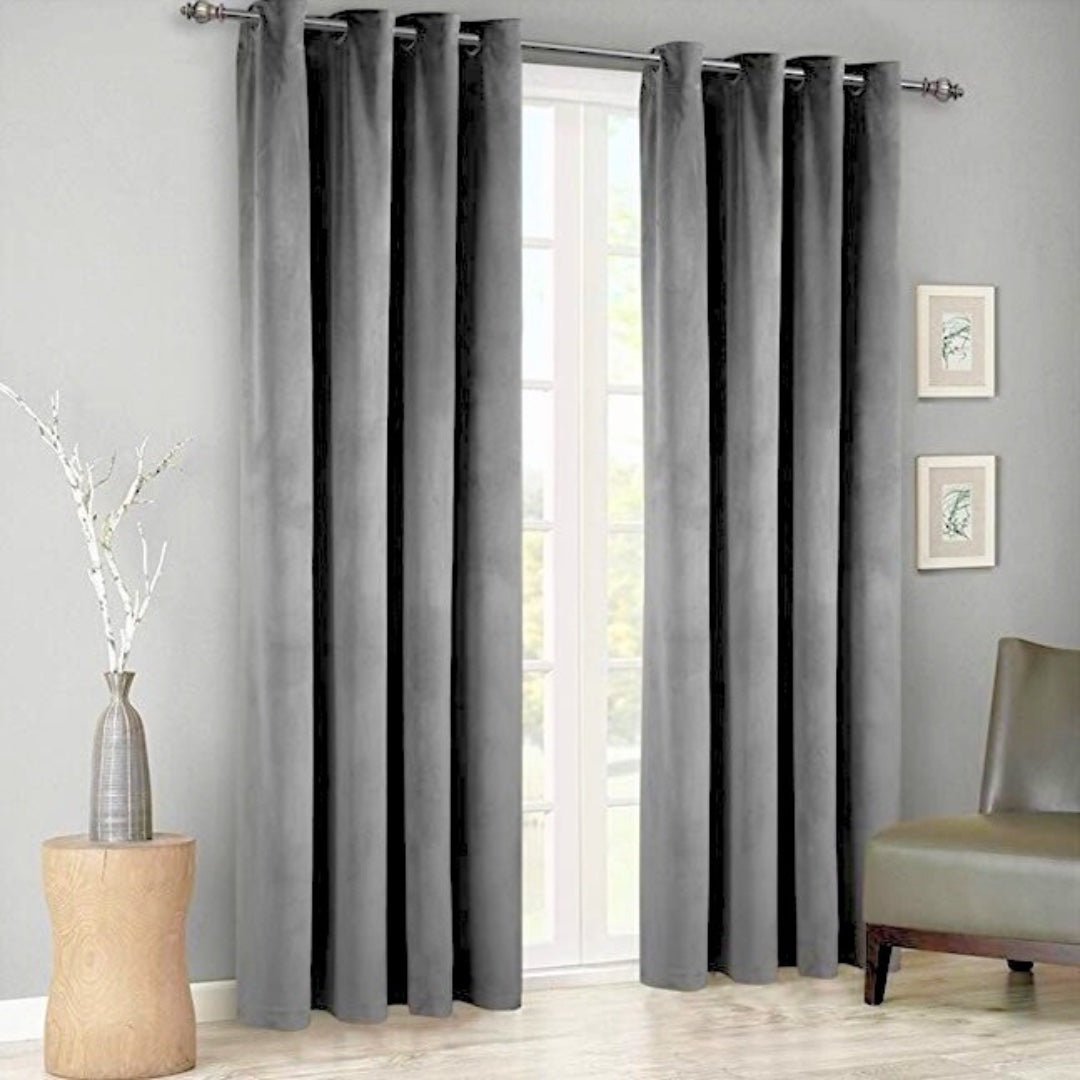 Contemporary Grey | Velvet Curtain | 7 Feet - Harsh Foundation India
