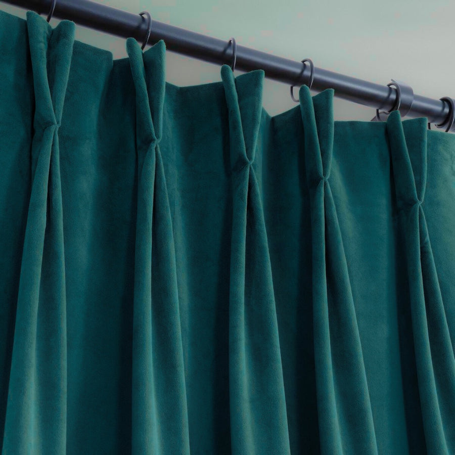 Teal Green American Pleat Velvet Curtain