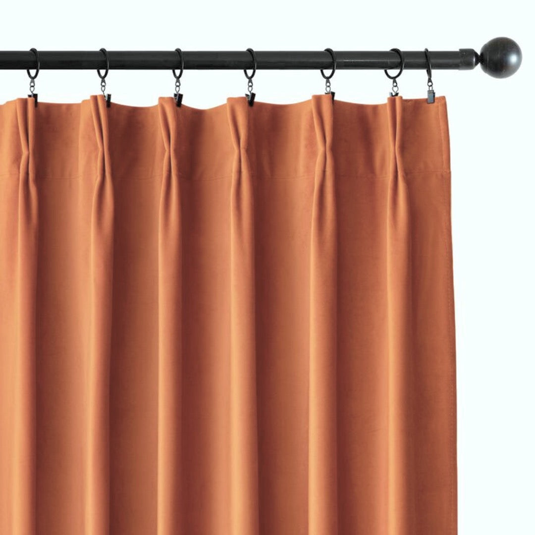 Amber Aura American Pleat Velvet Curtain