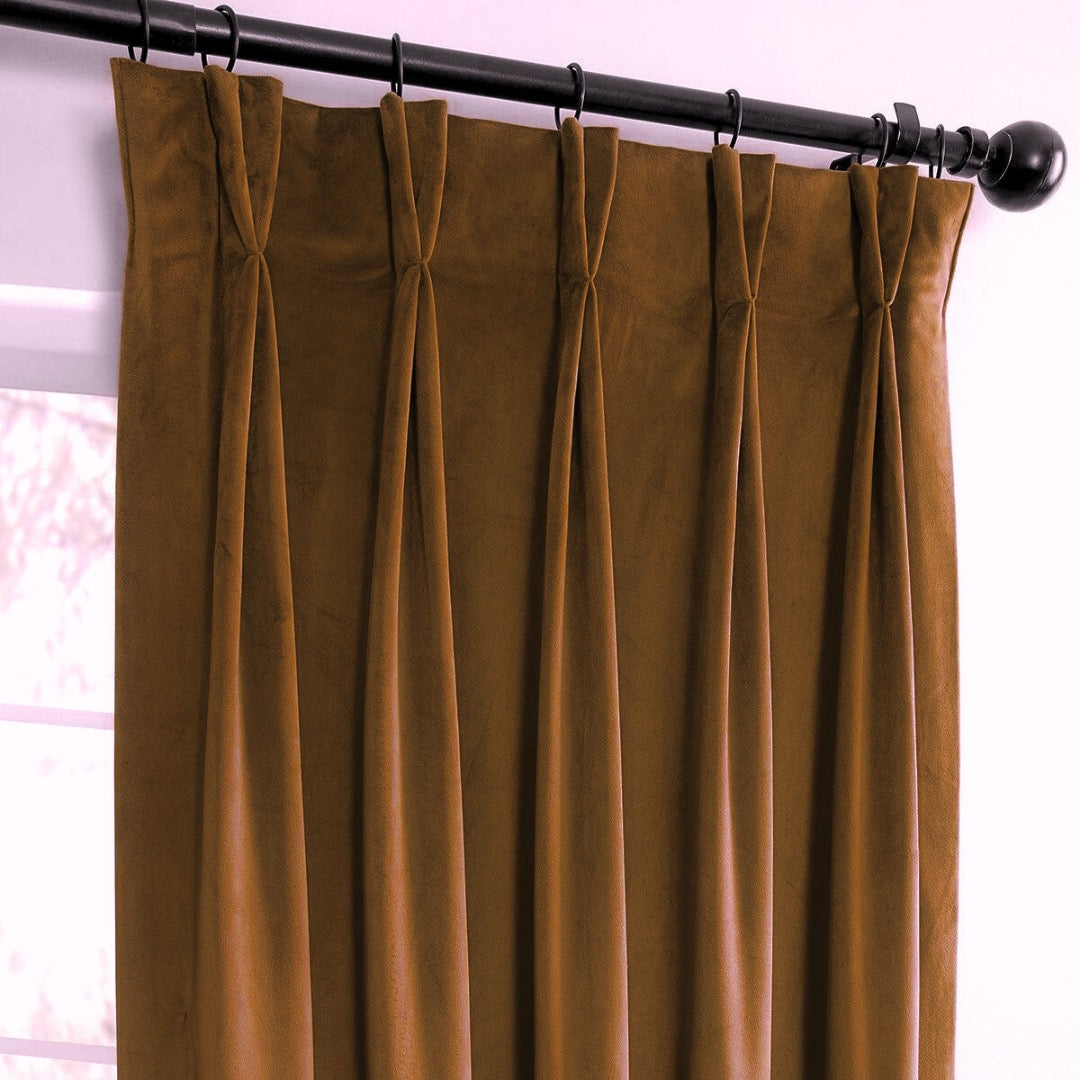 Brave Brown American Pleat Velvet Curtain
