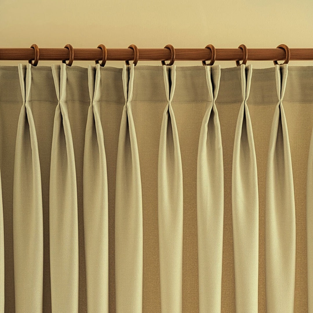 Modern Beige American Pleat Velvet Curtain