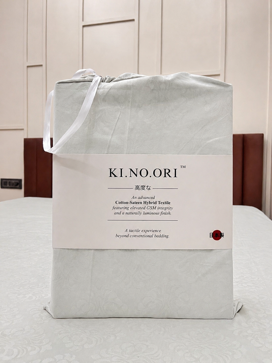 Cloudy Grey KI.NO.ORI Cotton-Sateen Blend 250TC Bedsheet Set King Size