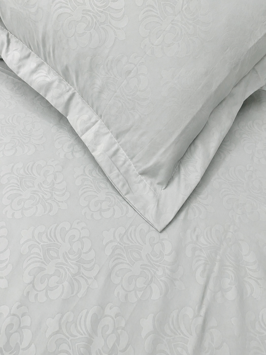 Cloudy Grey KI.NO.ORI Cotton-Sateen Blend 250TC Bedsheet Set King Size