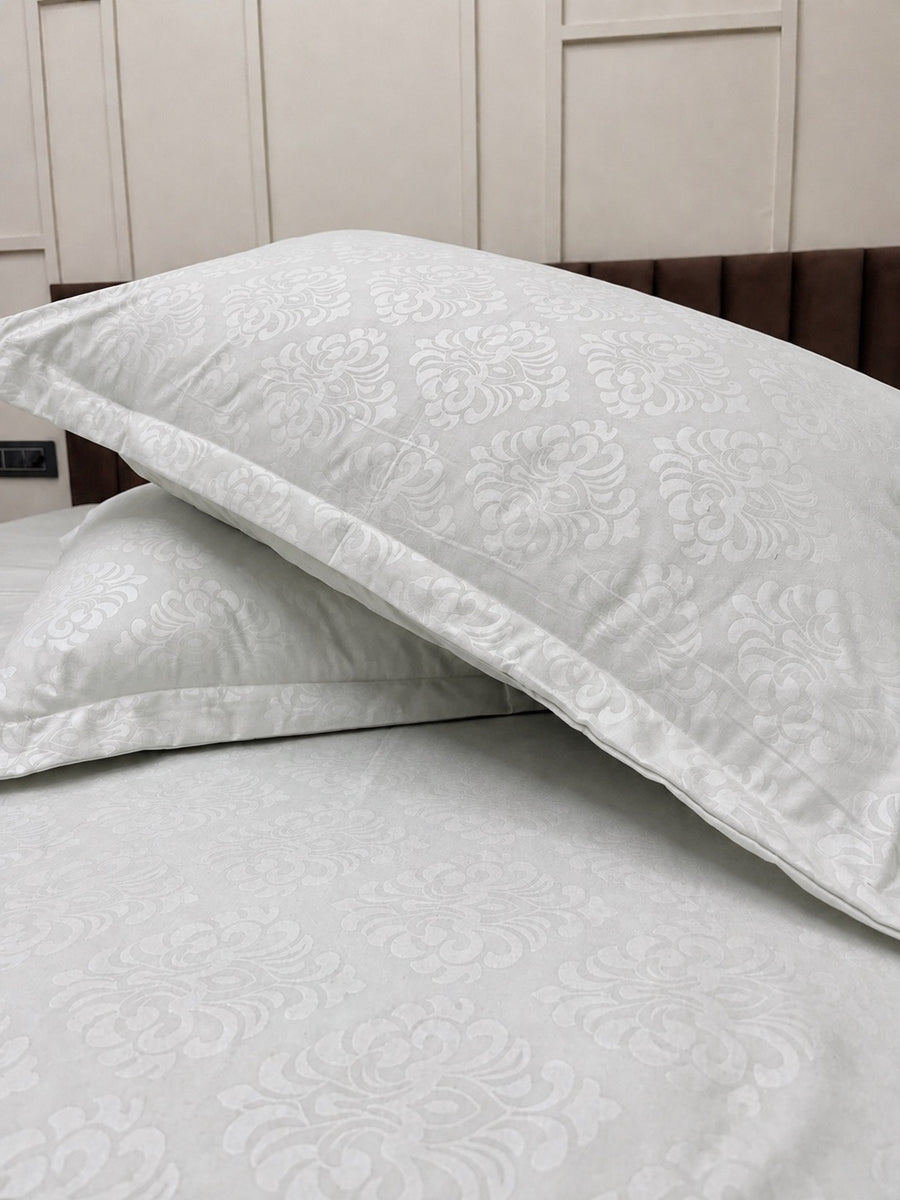Cloudy Grey KI.NO.ORI Cotton-Sateen Blend 250TC Bedsheet Set King Size