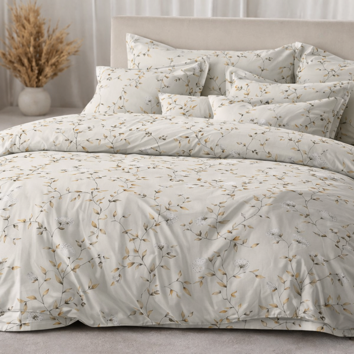 Grey Botanical Garden Gulzar Comforter – Cloud Soft Microfibre Filled, 210 TC Cotton Blend, Double Bed