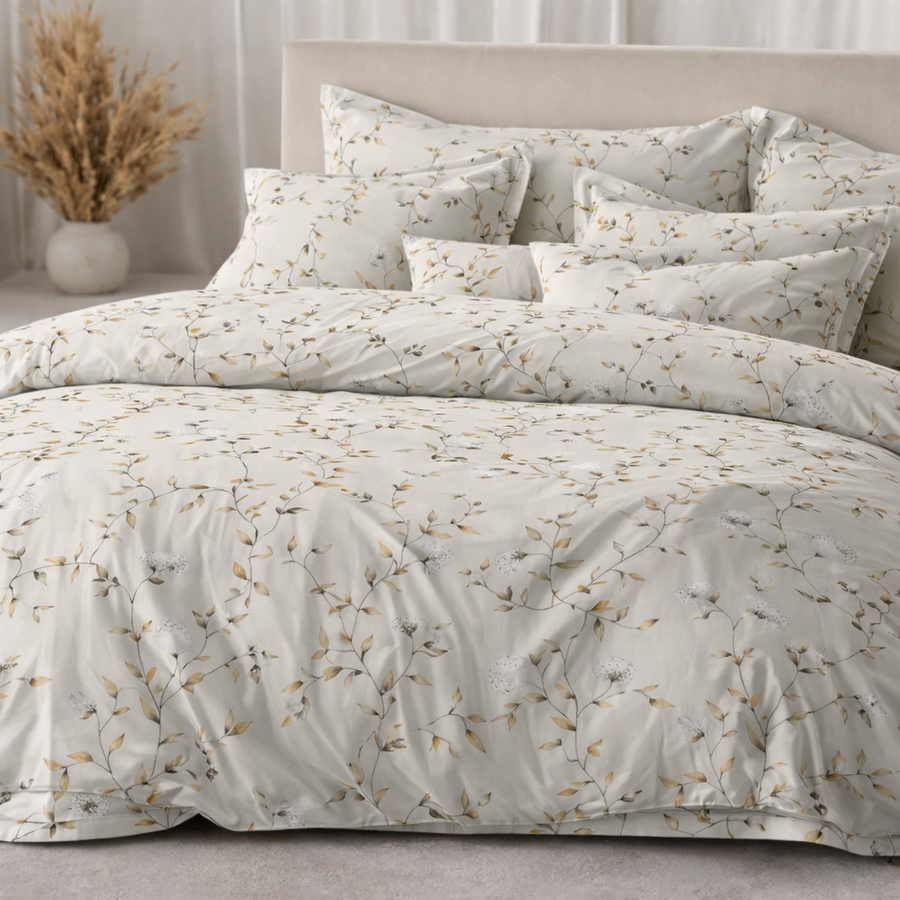 Grey Botanical Garden Gulzar Comforter – Cloud Soft Microfibre Filled, 210 TC Cotton Blend, Double Bed