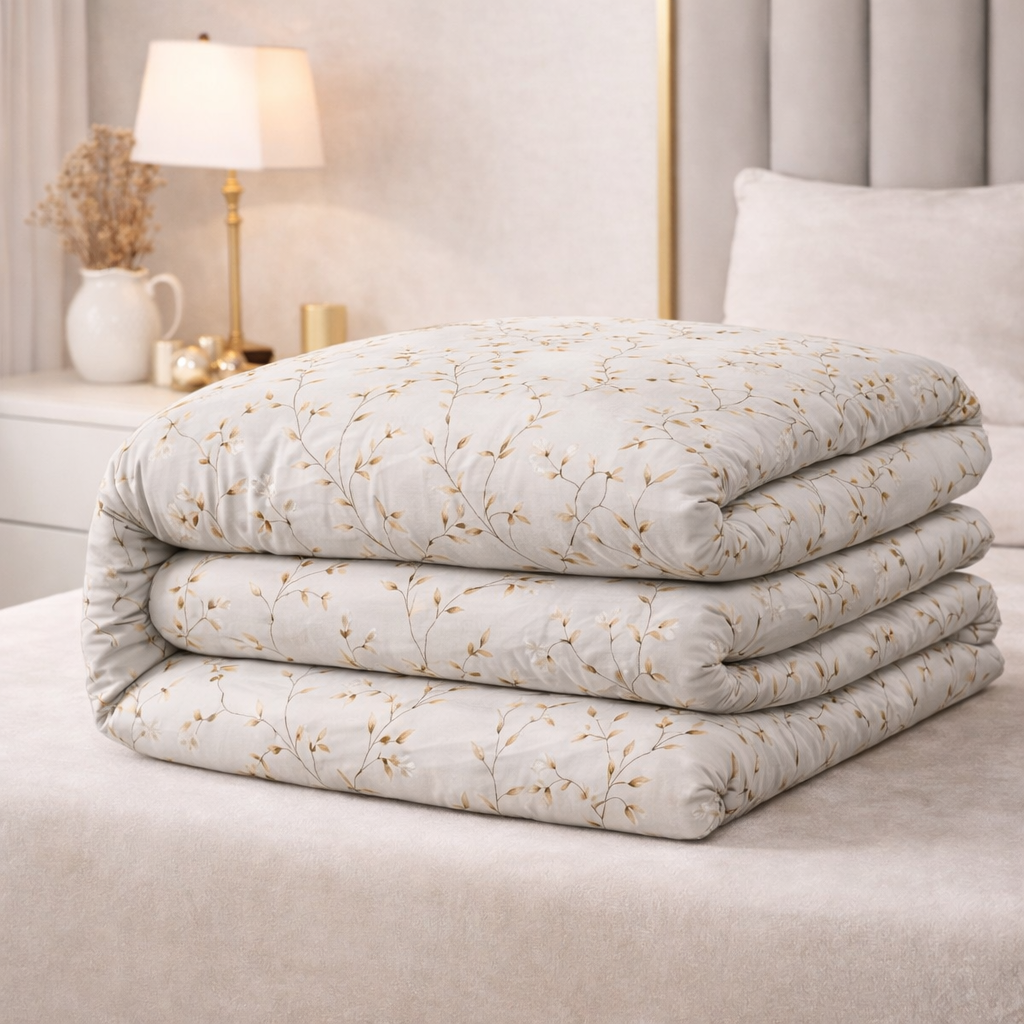 Grey Botanical Garden Gulzar Comforter – Cloud Soft Microfibre Filled, 210 TC Cotton Blend, Double Bed