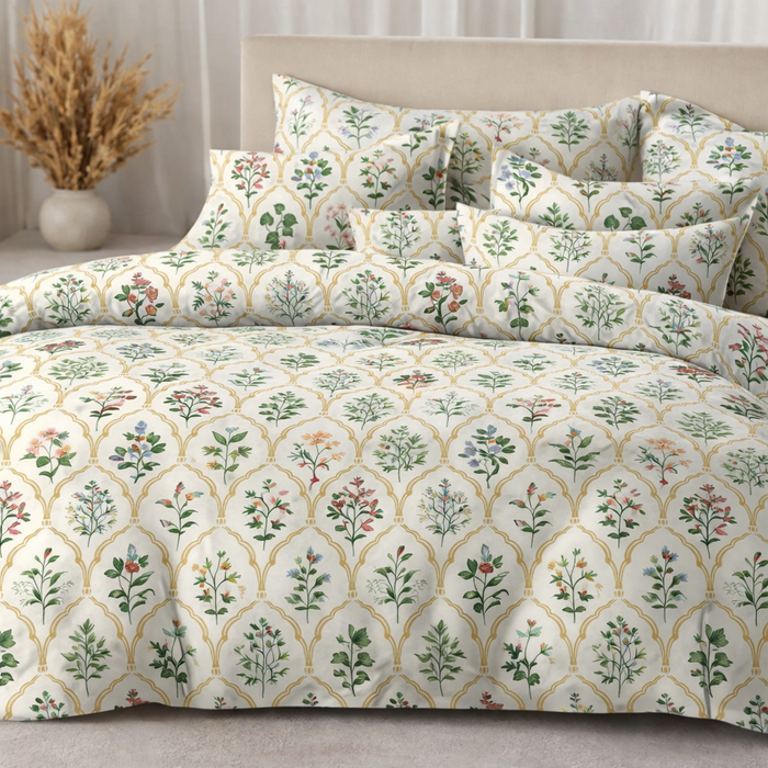 Vintage Floral Trellis Gulzar Comforter – Cloud Soft Microfibre Filled, 210 TC Cotton Blend, Double Bed