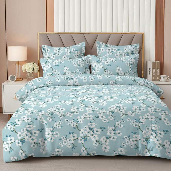 Sky Blossom Premium Cotton Blend 210TC Gulzar Bedsheet, Cloud Soft Double Bed detail