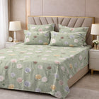 Pastel Rose Meadow Premium Cotton Blend 210TC Gulzar Bedsheet, Cloud Soft Double Bed