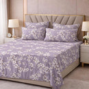 Lavender Spring Bloom Premium Cotton Blend 210TC Gulzar Bedsheet, Cloud Soft Double Bed