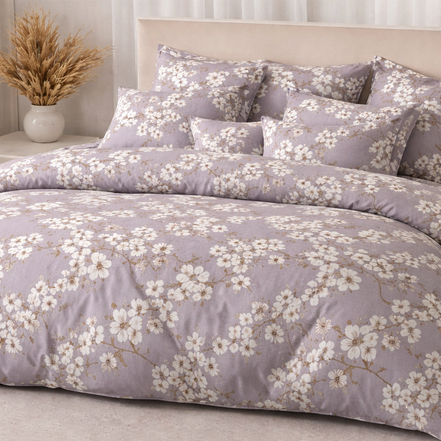 Lavender Spring Bloom Gulzar Comforter – Cloud Soft Microfibre Filled, 210 TC Cotton Blend, Double Bed