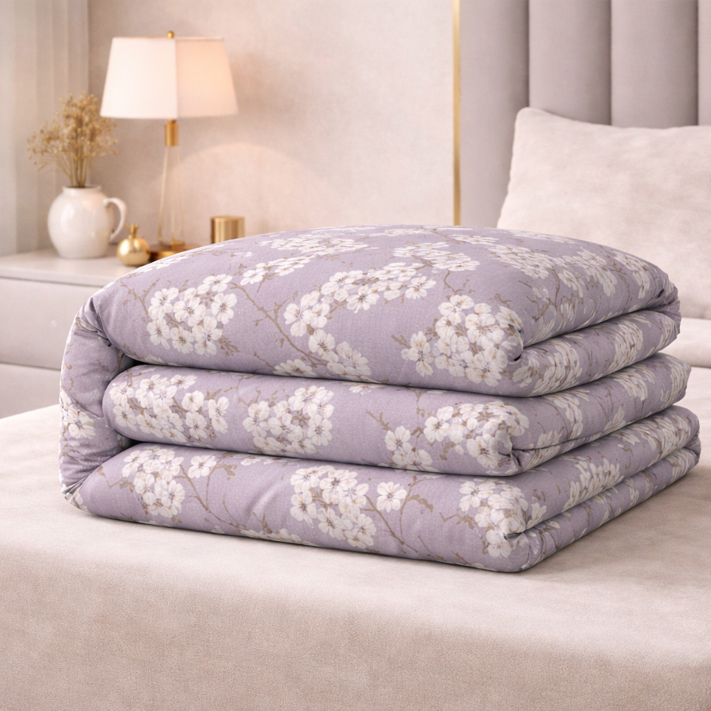 Lavender Spring Bloom Gulzar Comforter – Cloud Soft Microfibre Filled, 210 TC Cotton Blend, Double Bed
