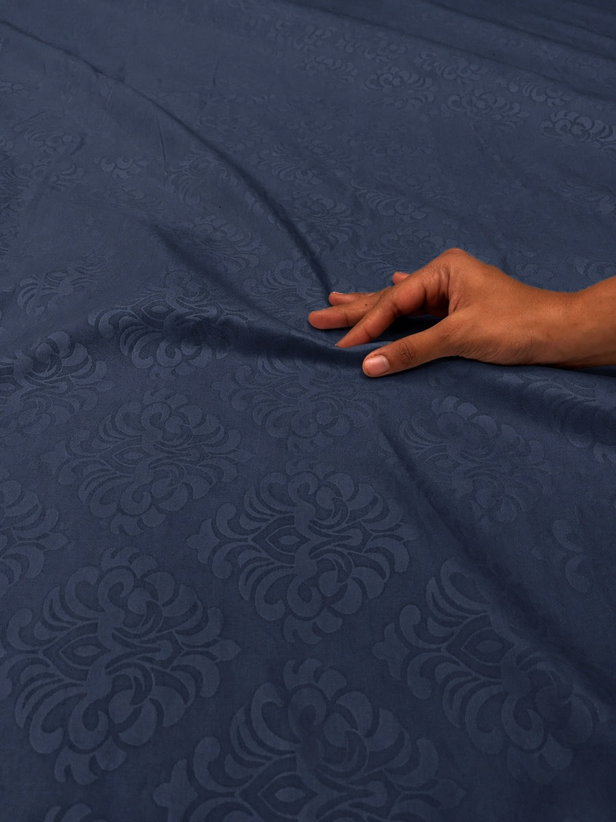 Navy KI.NO.ORI Cotton-Sateen Blend 250TC Bedsheet Set King Size