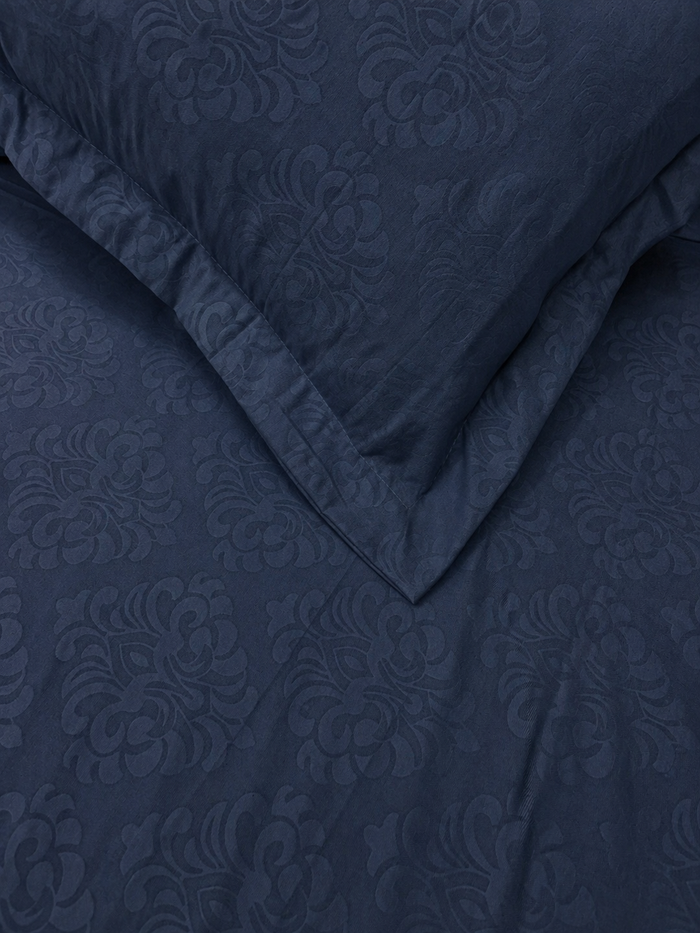 Navy KI.NO.ORI Cotton-Sateen Blend 250TC Bedsheet Set King Size