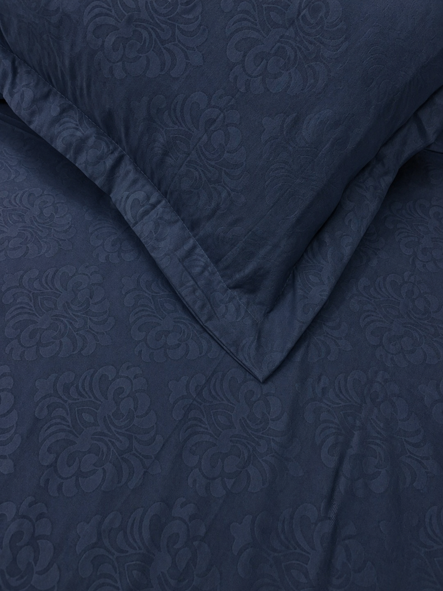 Navy KI.NO.ORI Cotton-Sateen Blend 250TC Bedsheet Set King Size