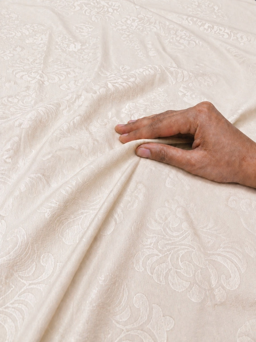 Pearl White KI.NO.ORI Cotton-Sateen Blend 250TC Bedsheet Set King Size