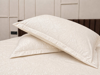 Pearl White KI.NO.ORI Cotton-Sateen Blend 250TC Bedsheet Set King Size