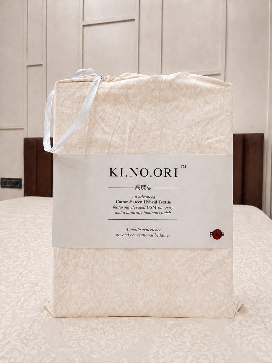 Pearl White KI.NO.ORI Cotton-Sateen Blend 250TC Bedsheet Set King Size