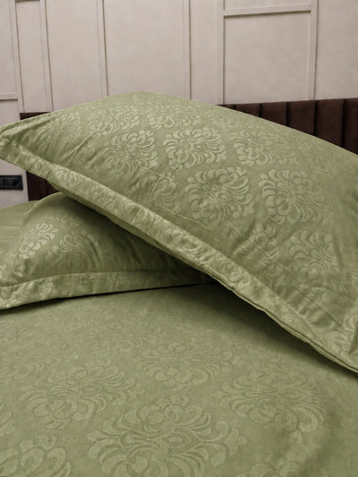 Moss Green KI.NO.ORI Cotton-Sateen Blend 250TC Bedsheet Set King Size