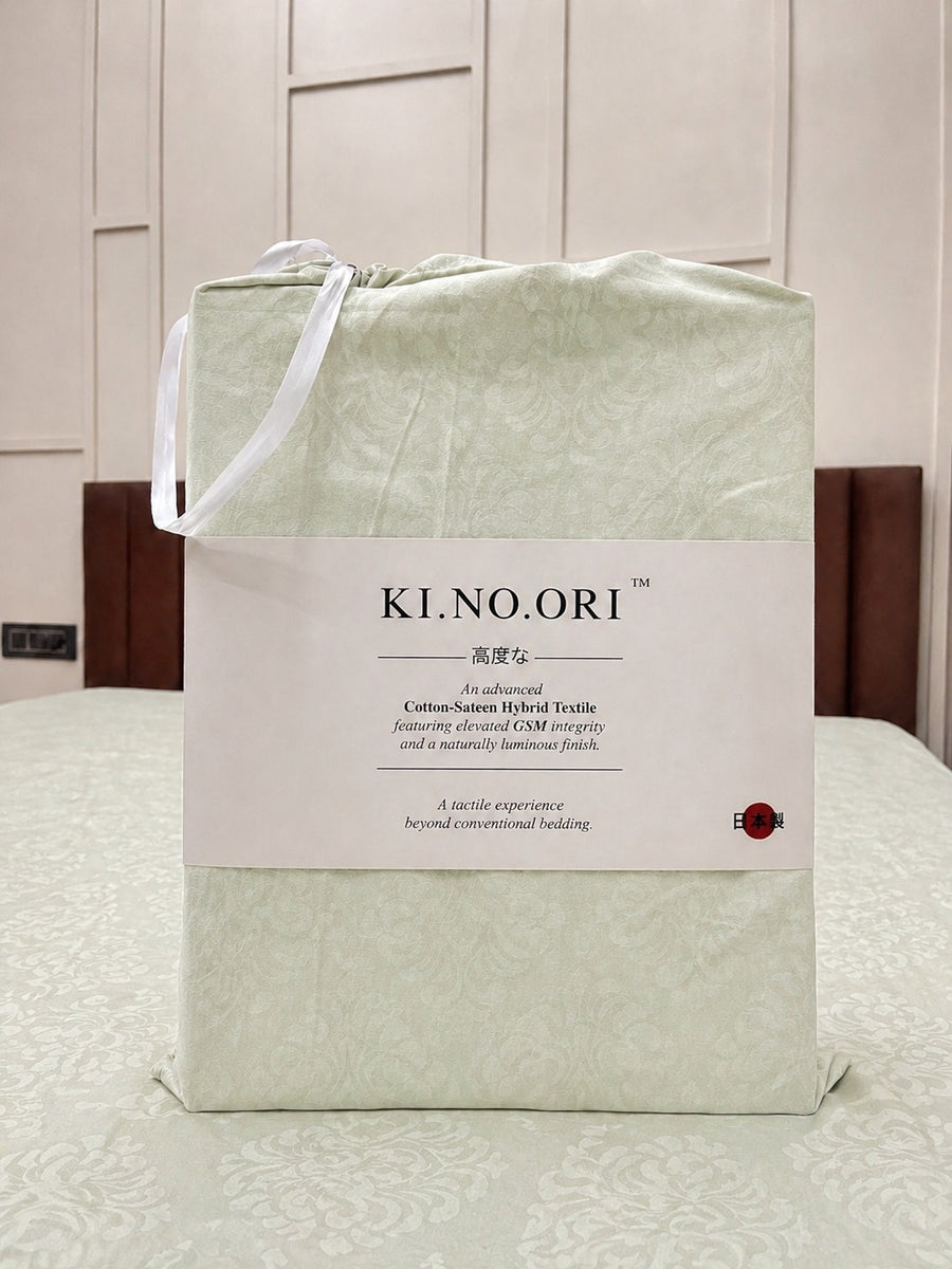 Pastel Sea Green KI.NO.ORI Cotton-Sateen Blend 250TC Bedsheet Set King Size