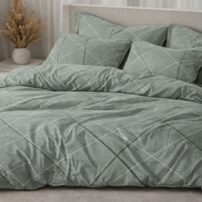 Serene Green Gulzar Comforter – Cloud Soft Microfibre Filled, 210 TC Cotton Blend, Double Bed
