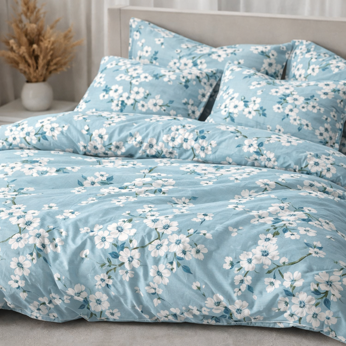 Sky Blossom Gulzar Comforter – Cloud Soft Microfibre Filled, 210 TC Cotton Blend, Double Bed