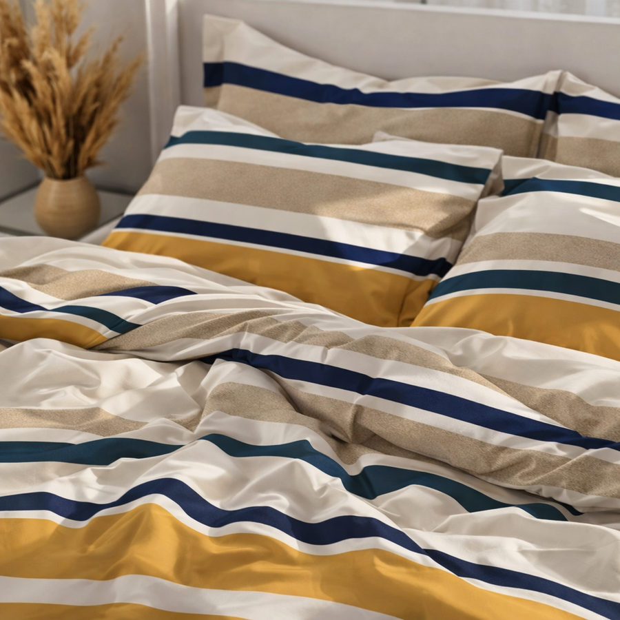 Urban Stripe Harmony Gulzar Comforter – Cloud Soft Microfibre Filled, 210 TC Cotton Blend, Double Bed