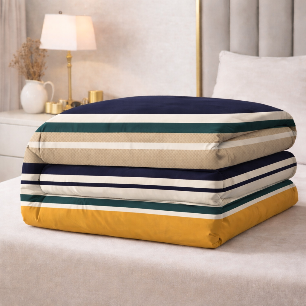Urban Stripe Harmony Gulzar Comforter – Cloud Soft Microfibre Filled, 210 TC Cotton Blend, Double Bed