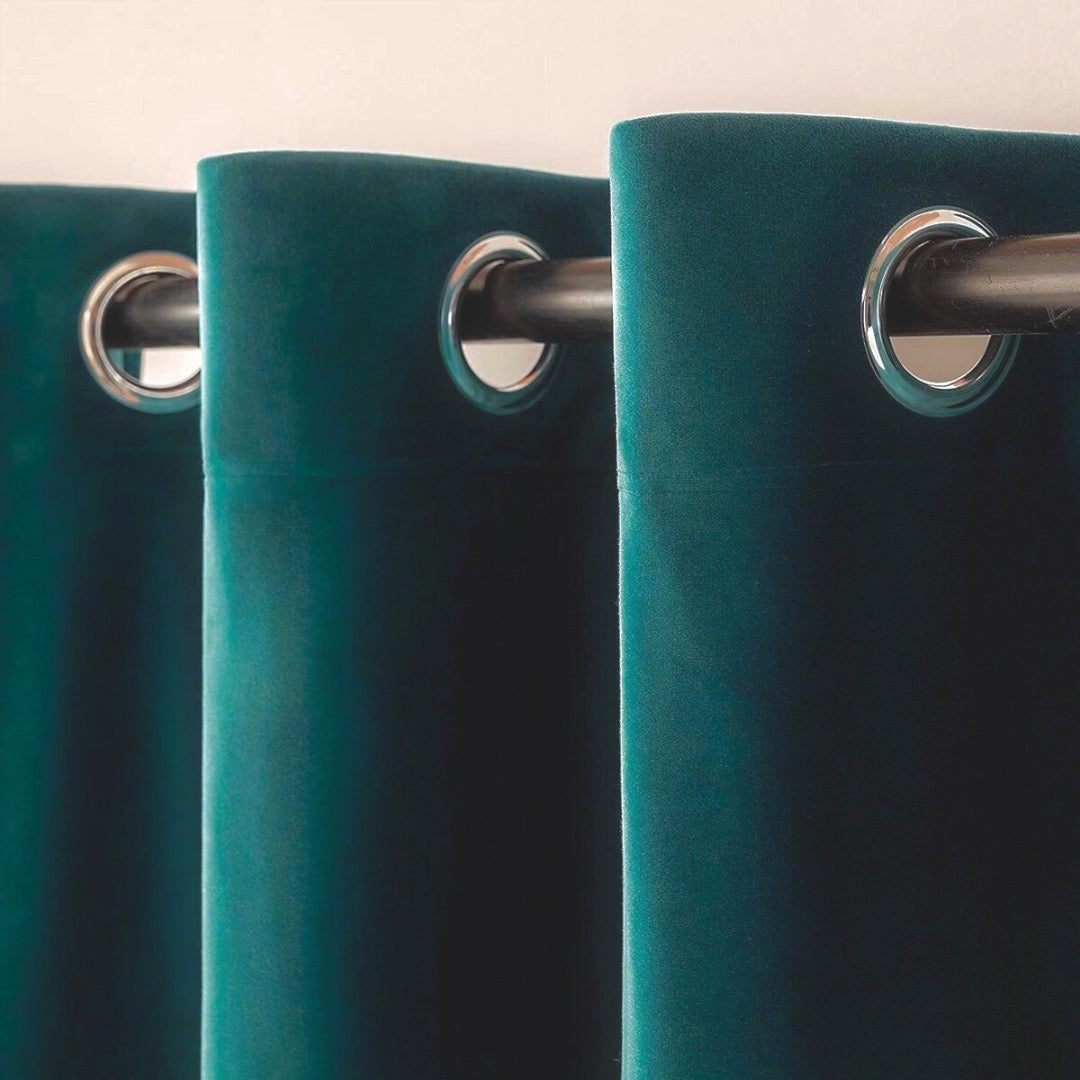 Teal Green Premium Velvet Curtain