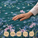 Midnight Wildflower Teal Premium Cotton Blend 210TC Gulzar Bedsheet, Cloud Soft Double Bed