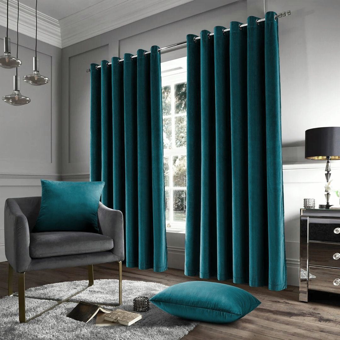Teal Green | Velvet Curtain | 7 Feet - Harsh Foundation India