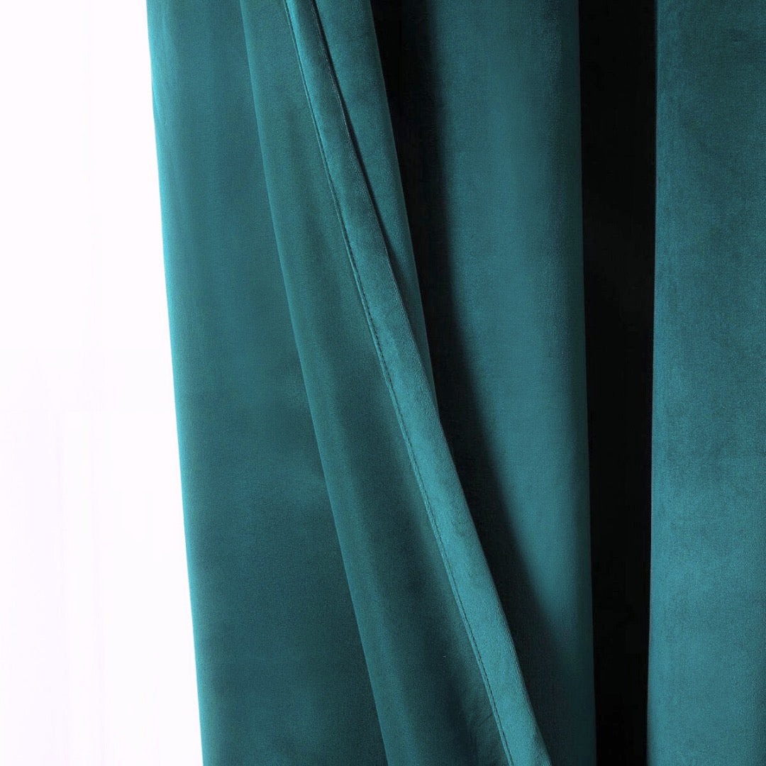 Teal Green Premium Velvet Curtain