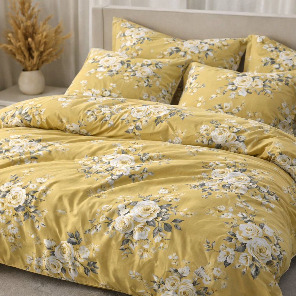 Golden Rose Garden Gulzar Comforter – Cloud Soft Microfibre Filled, 210 TC Cotton Blend, Double Bed