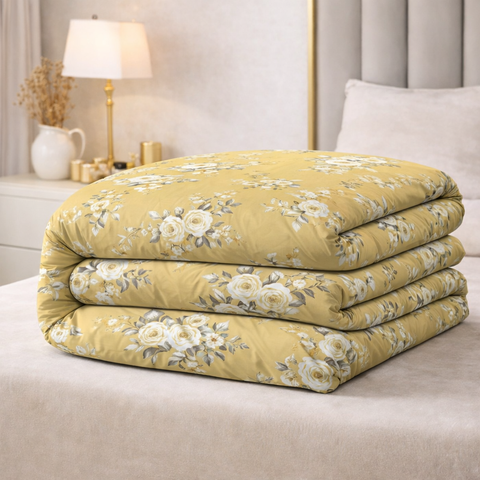 Golden Rose Garden Gulzar Comforter – Cloud Soft Microfibre Filled, 210 TC Cotton Blend, Double Bed