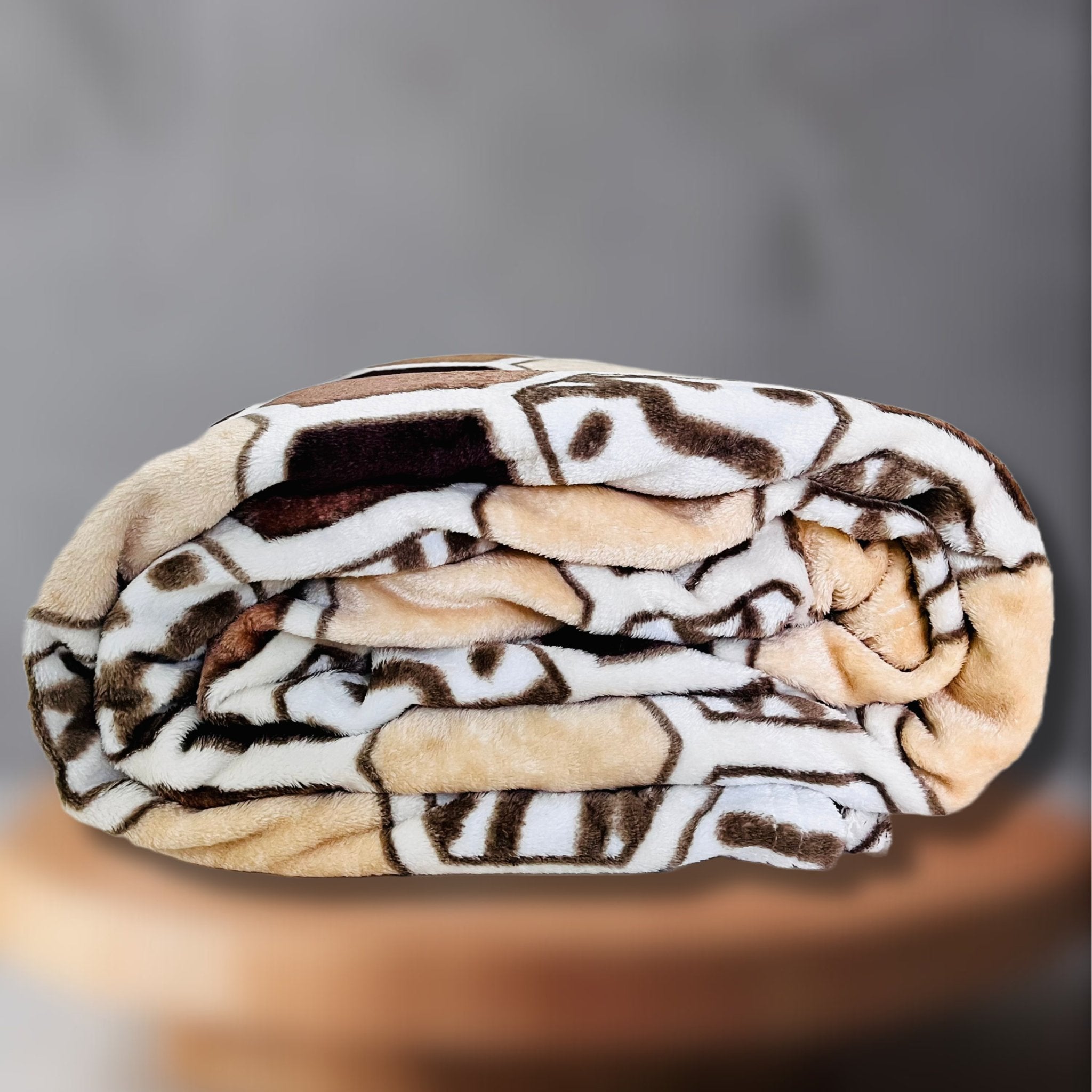 Brown Honeycomb | Plush Flannel Blanket | Double Bed - Harsh Foundation India