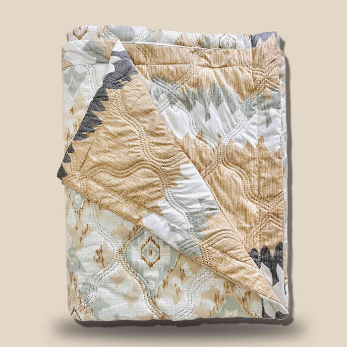 Patola Champagne | Double Bed Cotton Comforter | Thin & Lightweight
