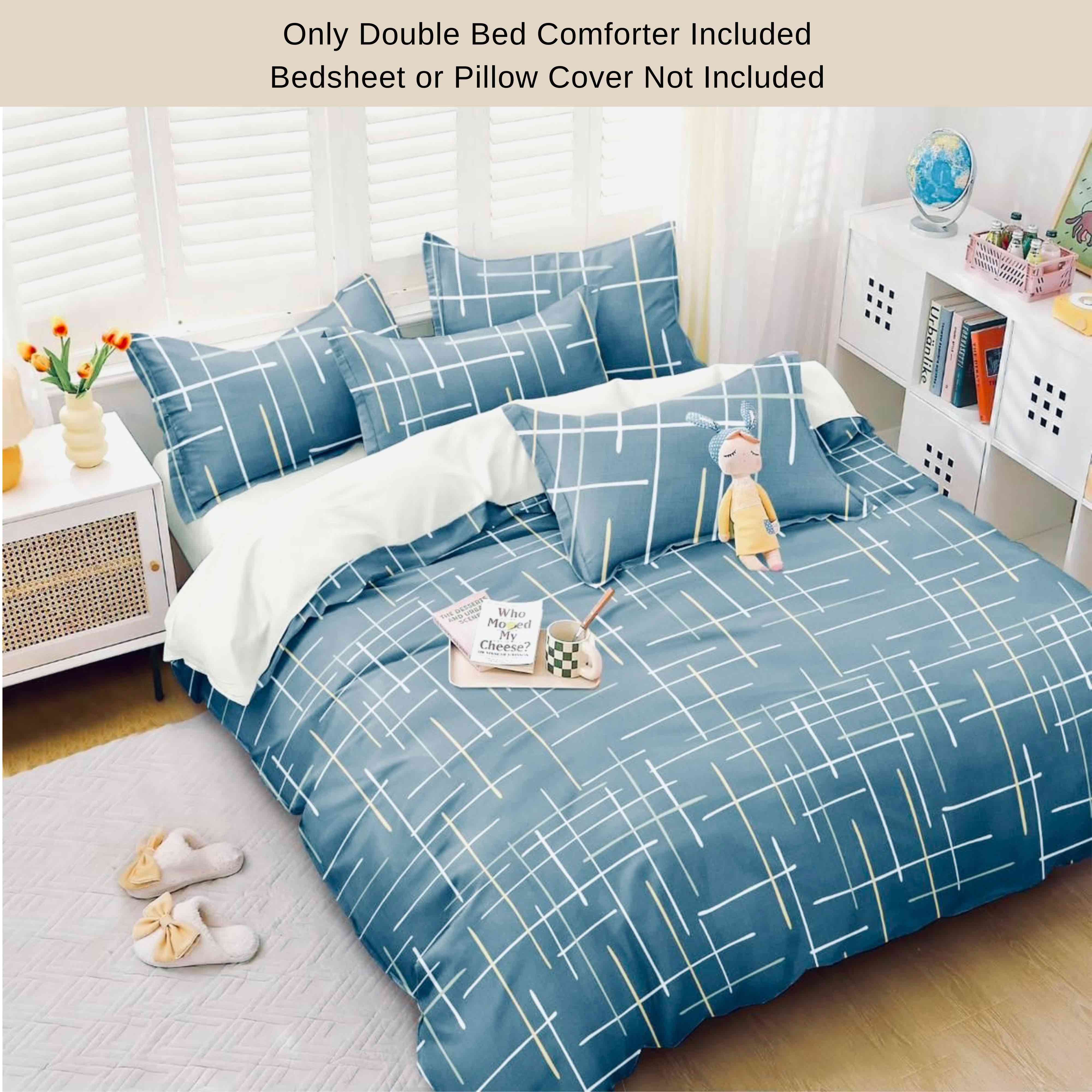 Abstract Blue | Double Bed Cotton Comforter | Thin & Lightweight - Harsh Foundation India