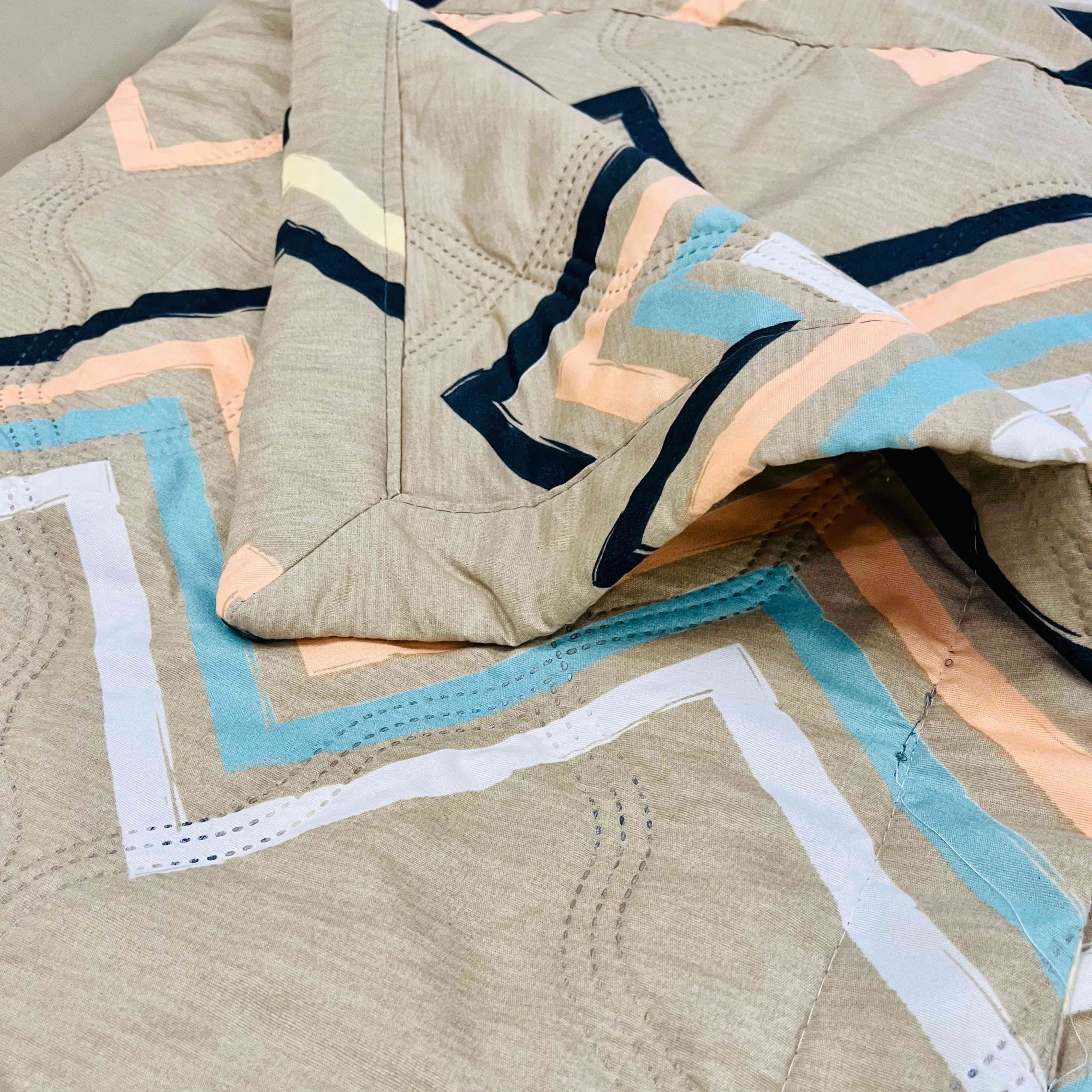 Striped Sand | Double Bed Cotton Comforter | Thin & Lightweight - Harsh Foundation India