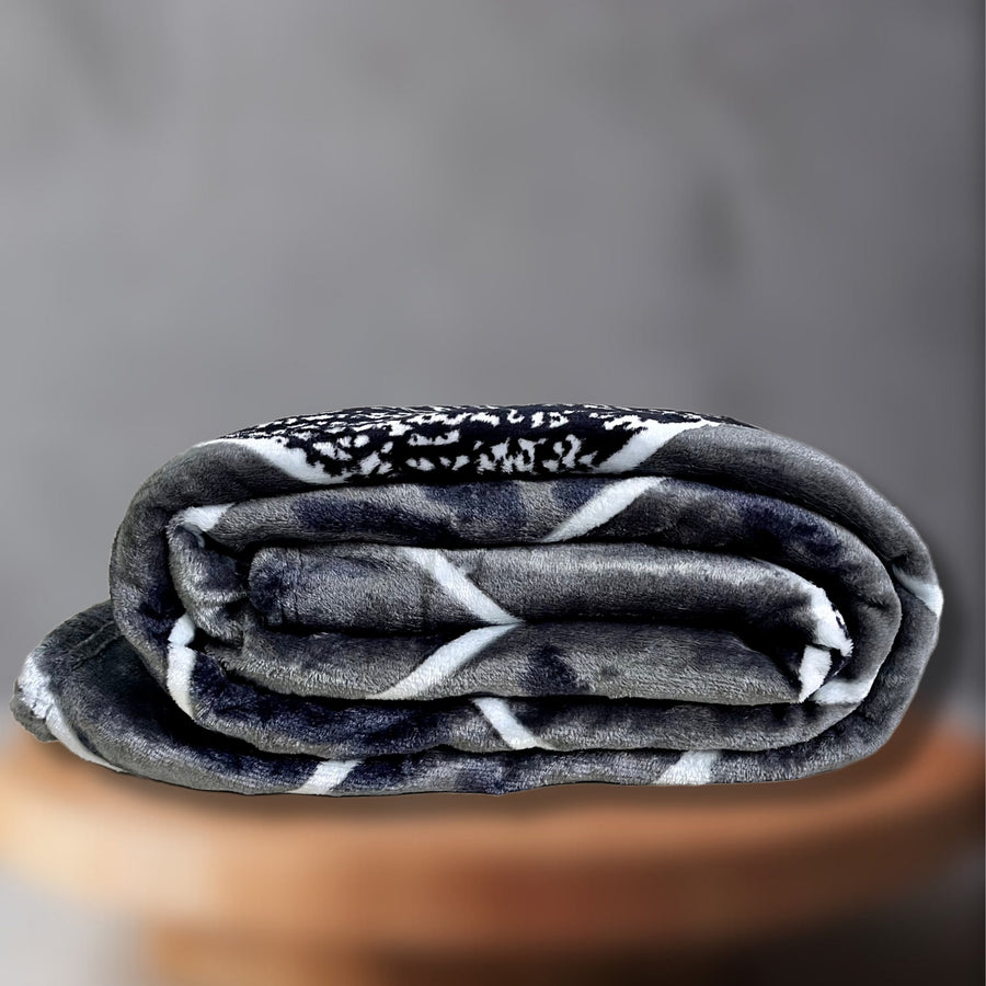 Abstract Grey | Plush Flannel Blanket | Double Bed - Harsh Foundation India