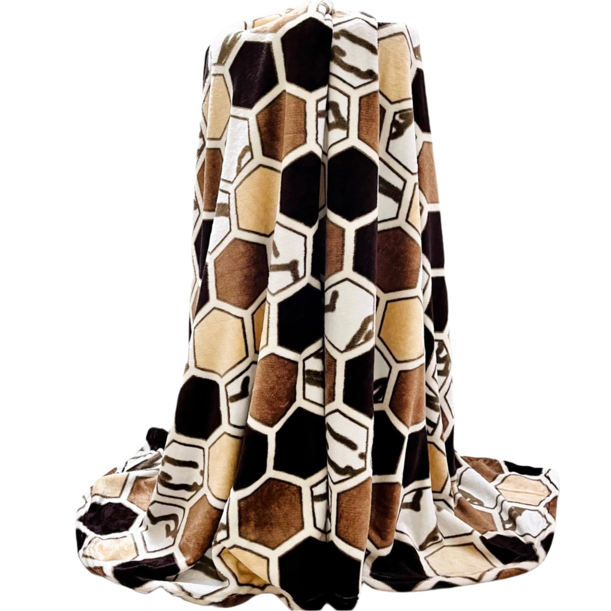 Brown Honeycomb | Plush Flannel Blanket | Double Bed - Harsh Foundation India