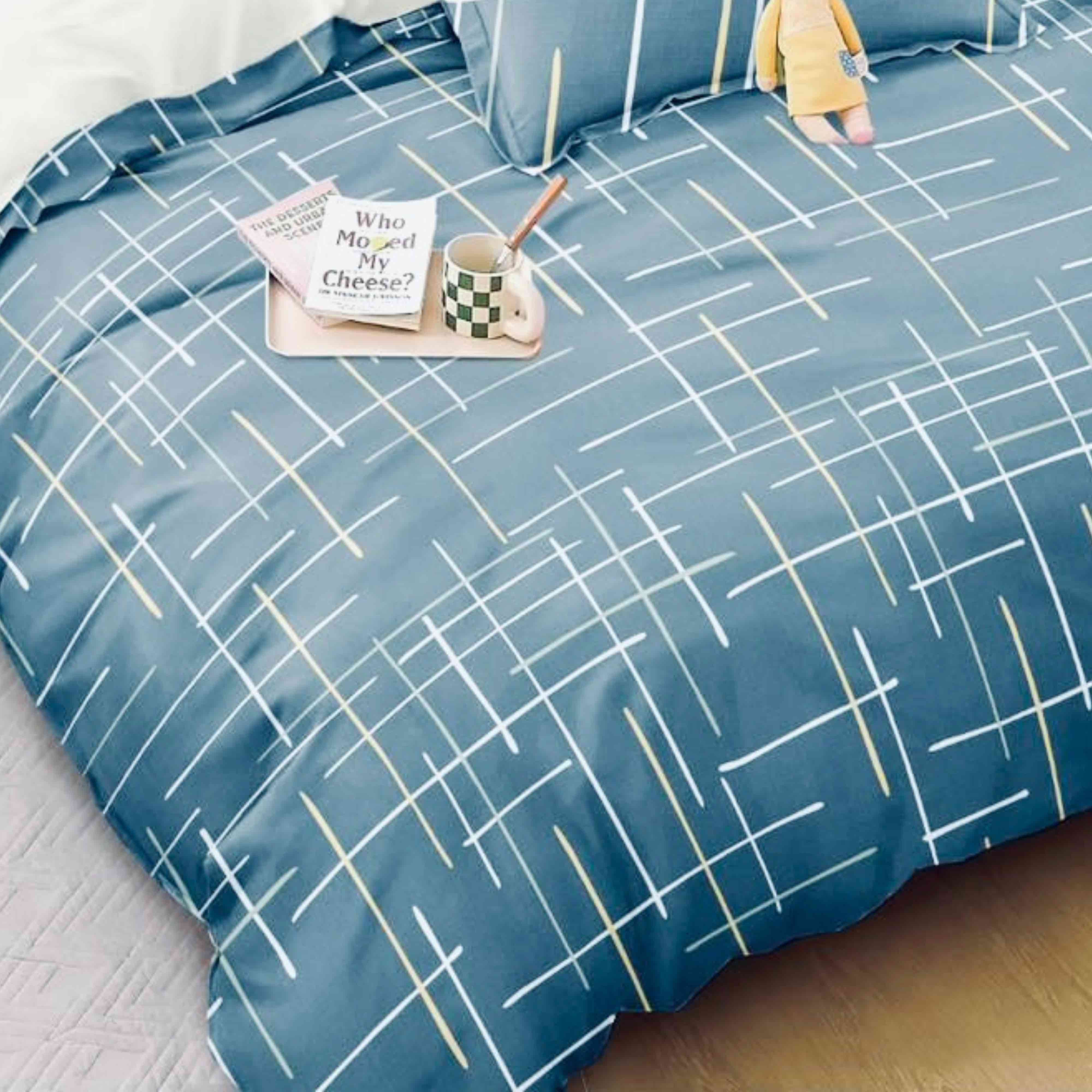 Abstract Blue | Double Bed Cotton Comforter | Thin & Lightweight - Harsh Foundation India