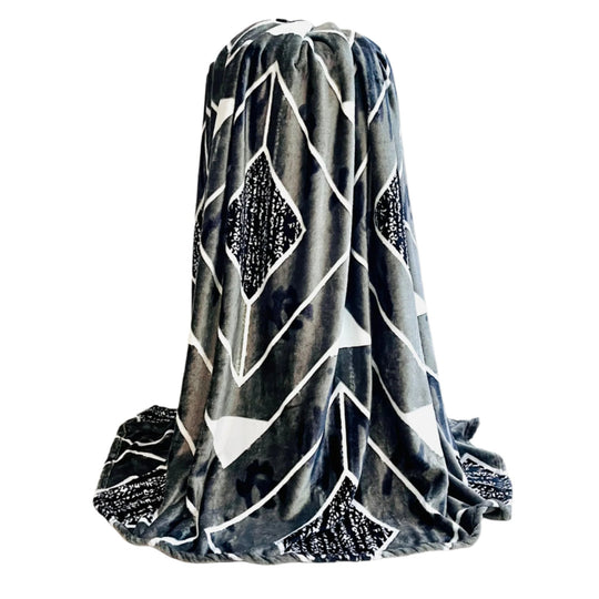 Abstract Grey | Plush Flannel Blanket | Double Bed - Harsh Foundation India