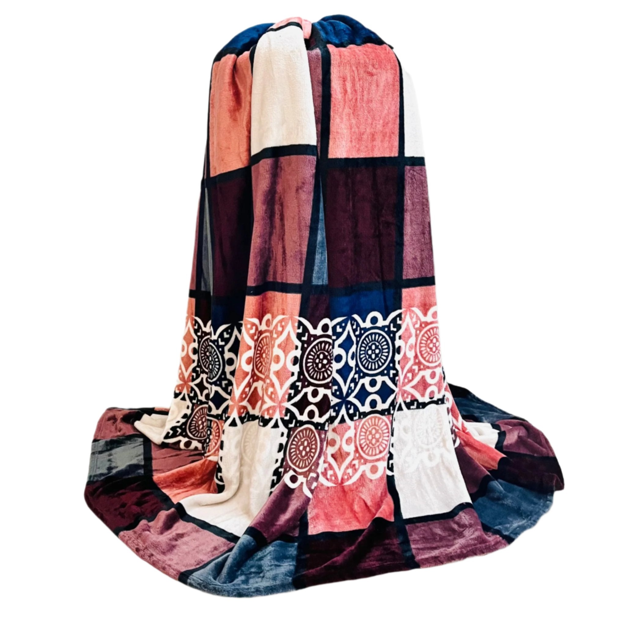 Onion Blocks | Plush Flannel Blanket | Double Bed - Harsh Foundation India