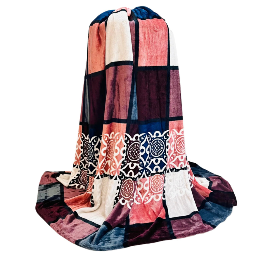 Onion Blocks | Plush Flannel Blanket | Double Bed - Harsh Foundation India