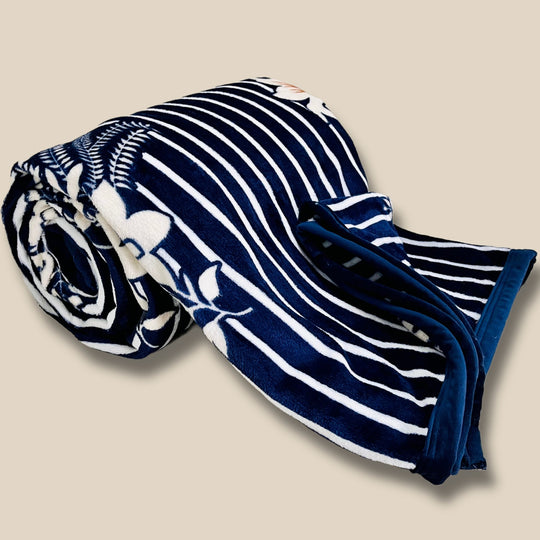 Navy High Garden | Plush Flannel Blanket | Double Bed