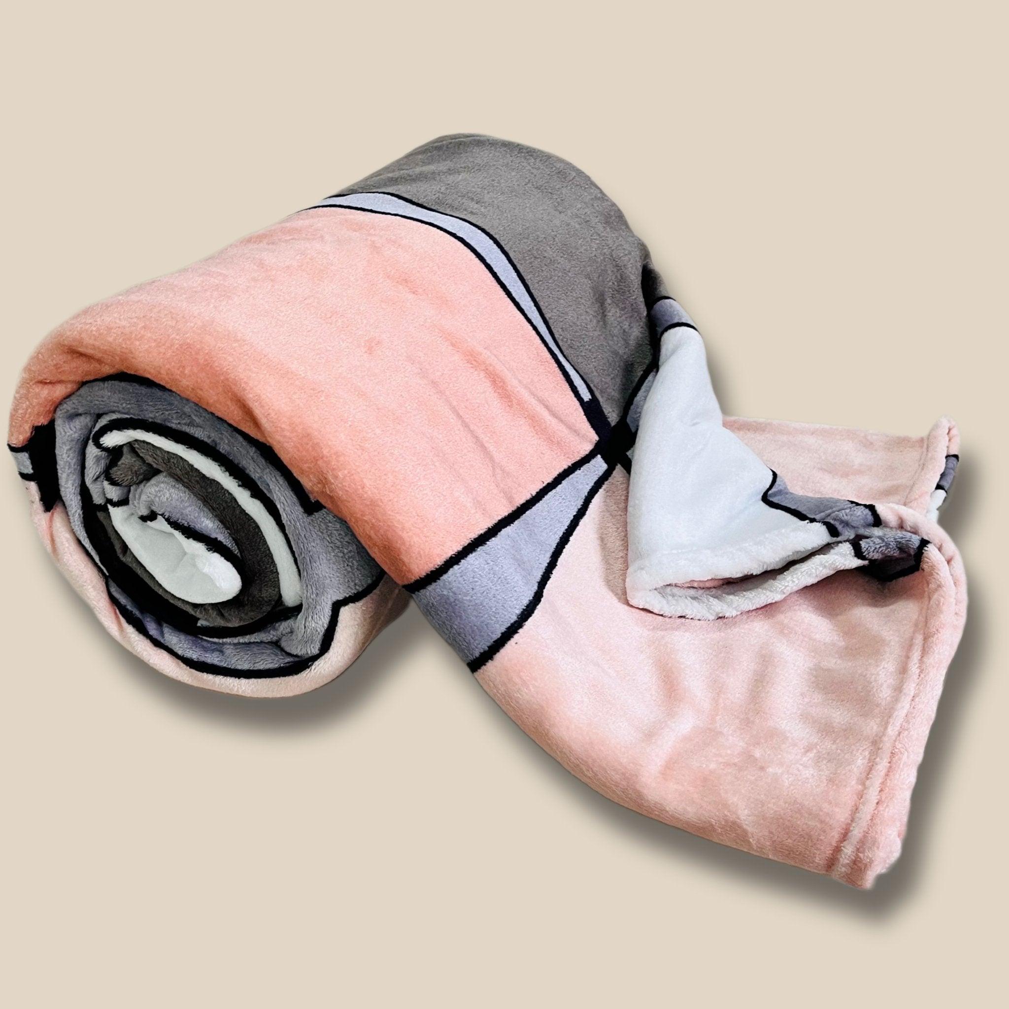 Pastel Blocks | Plush Flannel Blanket | Double Bed - Harsh Foundation India