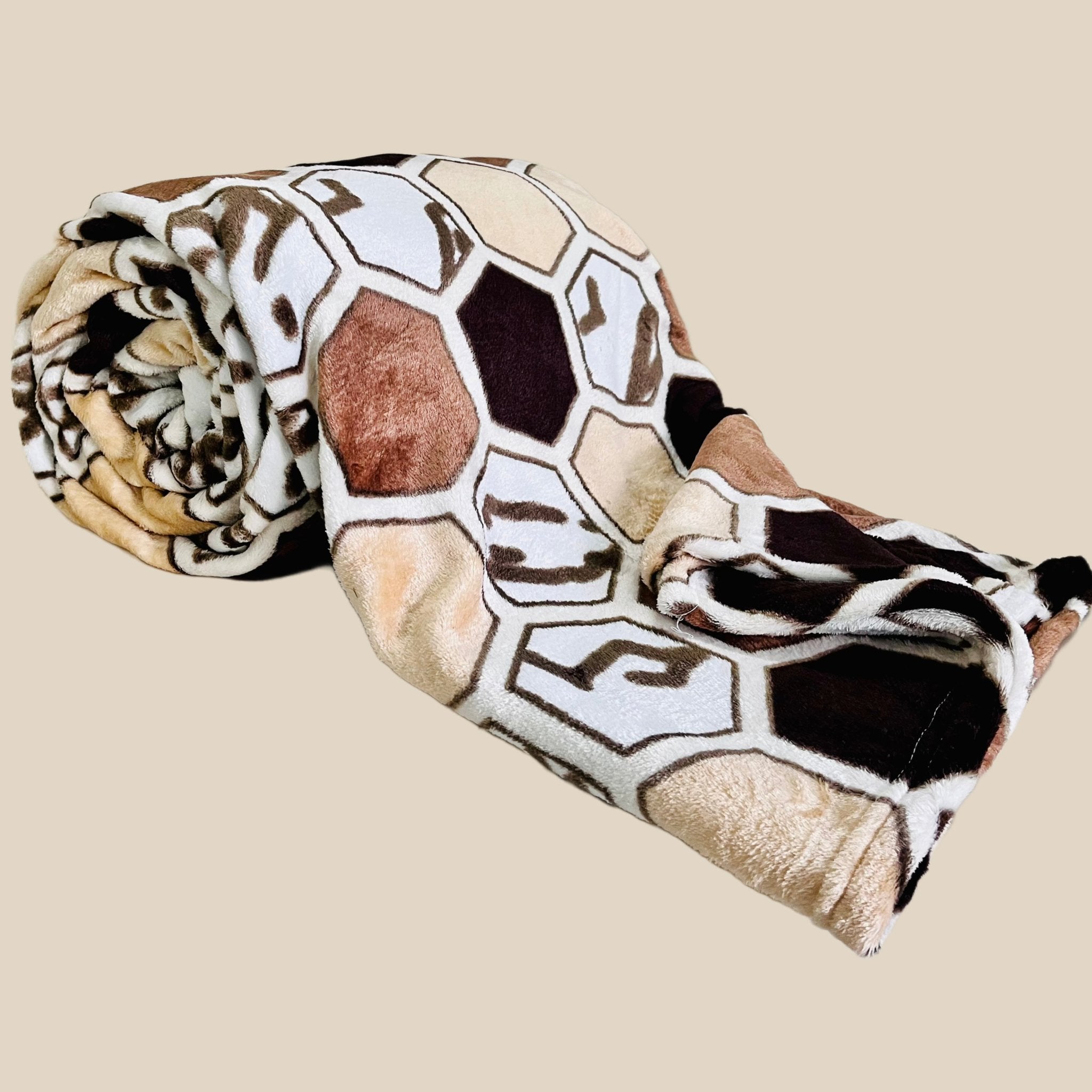 Brown Honeycomb | Plush Flannel Blanket | Double Bed - Harsh Foundation India
