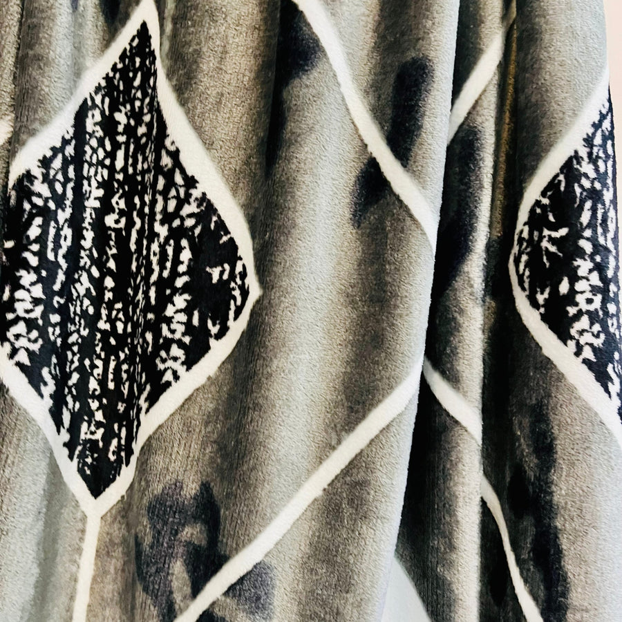 Abstract Grey | Plush Flannel Blanket | Double Bed - Harsh Foundation India