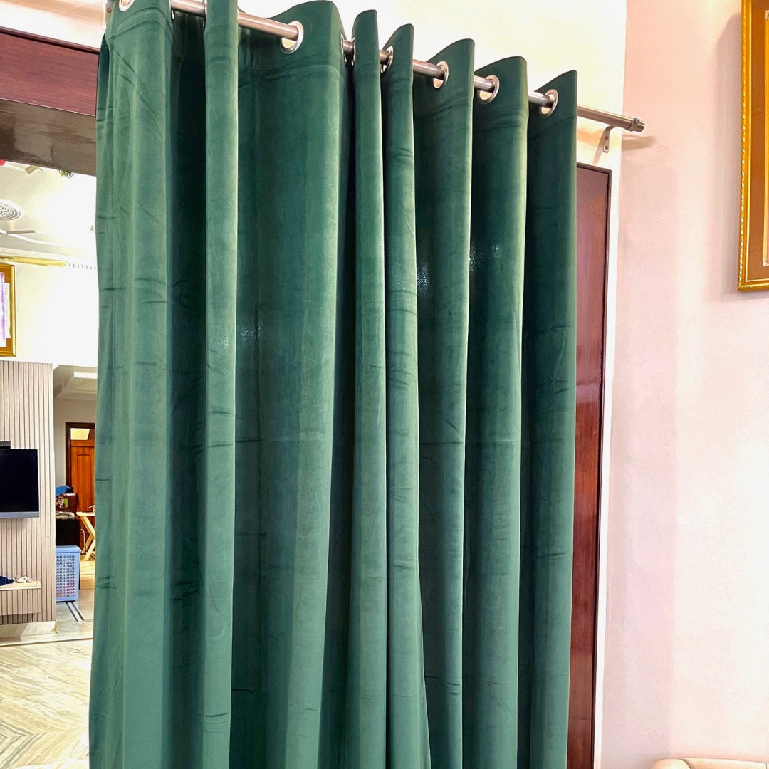 Bottle green velvet curtain — HFI Bedding